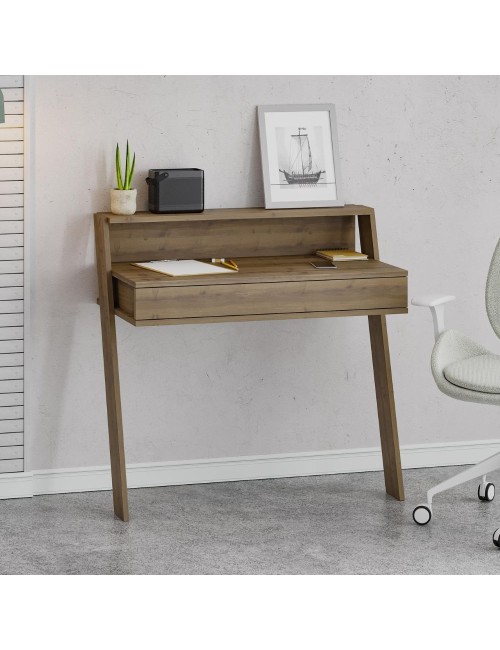 Scrivania da parete con cassetto Cowork 94 cm colore noce
