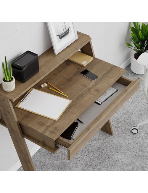Scrivania da parete con cassetto Cowork 94 cm colore noce