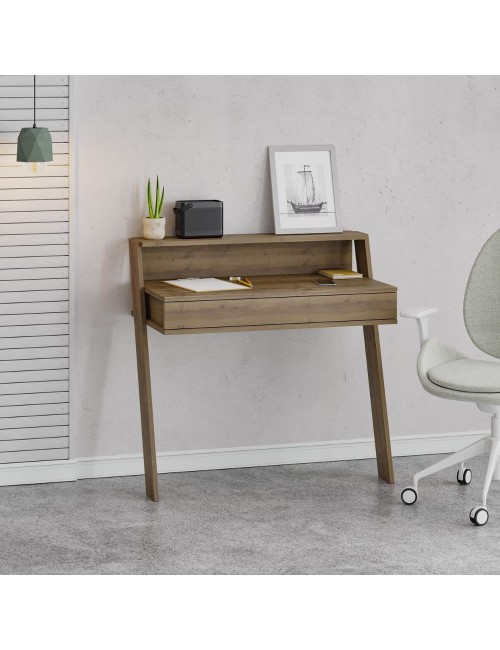 Scrivania da parete con cassetto Cowork 94 cm colore noce
