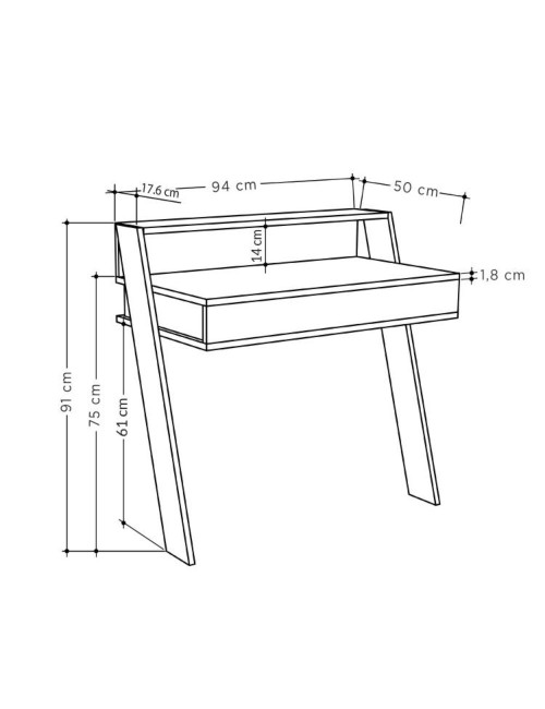 Scrivania da parete con cassetto Cowork 94 cm colore noce