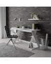 Scrivania Papillon bianca con gambe a X e ripiani integrati 137x60x75