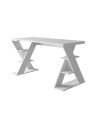 Scrivania Papillon bianca con gambe a X e ripiani integrati 137x60x75