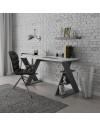 Scrivania Papillon bianca e antracite con gambe a X e ripiani integrati 137x60x75