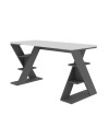 Scrivania Papillon bianca e antracite con gambe a X e ripiani integrati 137x60x75