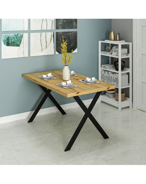 Tavolo fisso rettangolare Brayn colore rovere 139x80x76H gambe in metallo nero