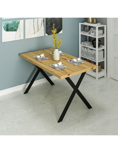 Tavolo fisso rettangolare Brayn colore rovere 139x80x76H gambe in metallo nero