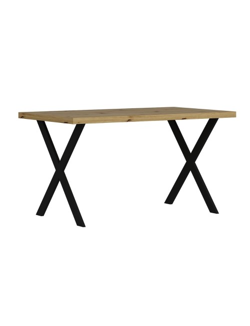 Tavolo fisso rettangolare Brayn colore rovere 139x80x76H gambe in metallo nero