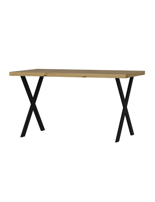 Tavolo fisso rettangolare Brayn colore rovere 139x80x76H gambe in metallo nero