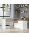 Scrivania angolare Zenzero reversibile bianco lucido e rovere Cadiz 140x120x75H