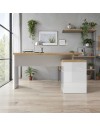 Scrivania angolare Zenzero reversibile bianco lucido e rovere Cadiz 140x120x75H