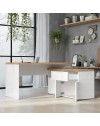 Scrivania angolare Zenzero reversibile bianco lucido e rovere Cadiz 140x120x75H