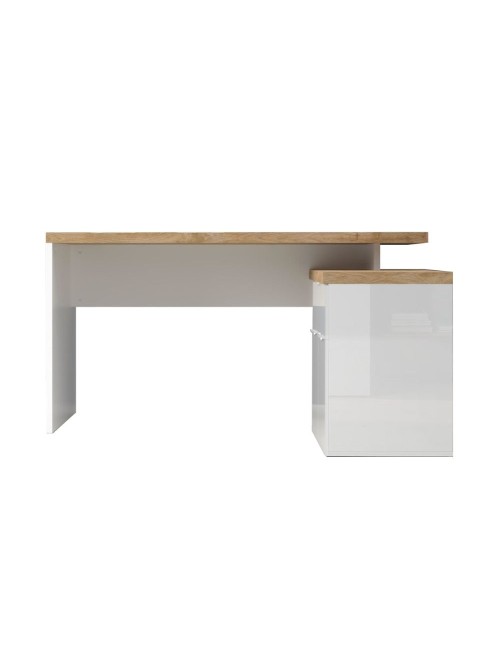 Scrivania angolare Zenzero reversibile bianco lucido e rovere Cadiz 140x120x75H