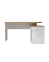 Scrivania angolare Zenzero reversibile bianco lucido e rovere Cadiz 140x120x75H