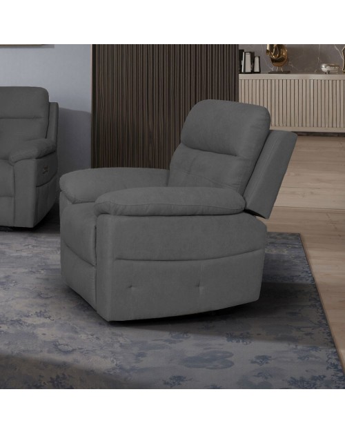 Poltrona Kayde recliner elettrica in tessuto grigio scuro – Comfort e relax totale