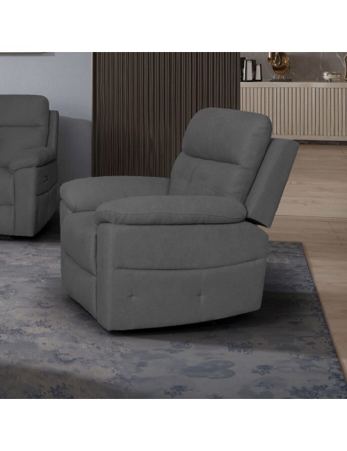 Poltrona Kayde recliner elettrica in tessuto grigio scuro – Comfort e relax totale