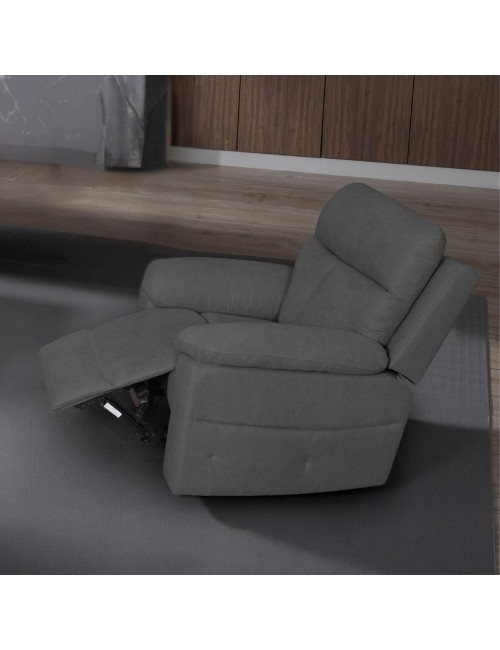 Poltrona Kayde recliner elettrica in tessuto grigio scuro – Comfort e relax totale