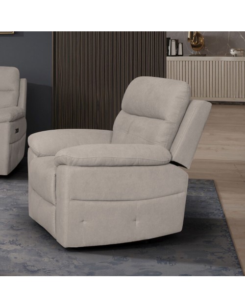 Poltrona Kayde recliner elettrica in tessuto beige – Comfort e relax totale