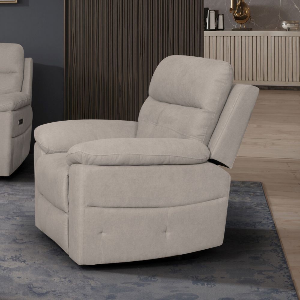 Poltrona Kayde recliner elettrica in tessuto beige – Comfort e relax totale