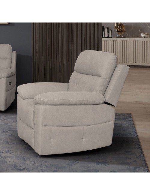 Poltrona Kayde recliner elettrica in tessuto beige – Comfort e relax totale