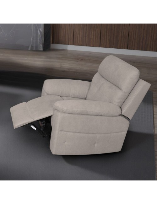 Poltrona Kayde recliner elettrica in tessuto beige – Comfort e relax totale