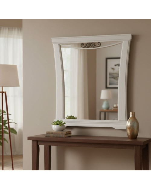 Specchiera Athena in legno con cornice curva colore Avorio