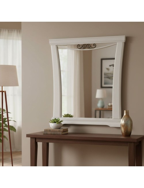 Specchiera Athena in legno con cornice curva colore Avorio