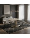 Tavolo allungabile Vesta top ceramica marrone atene lucido e base in metallo oro 170x90x76h