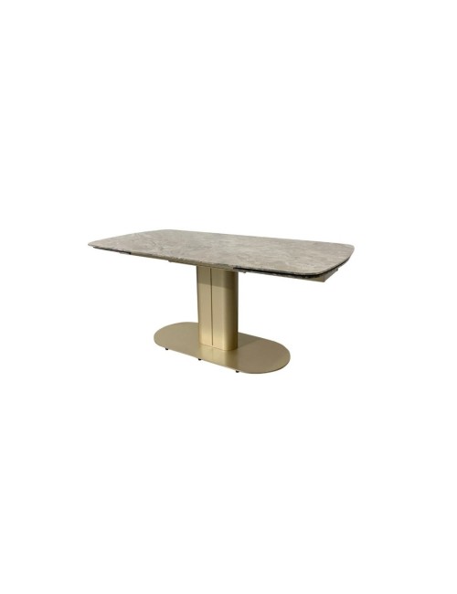 Tavolo Allungabile top ceramica marrone base in metallo oro 170x90x76h