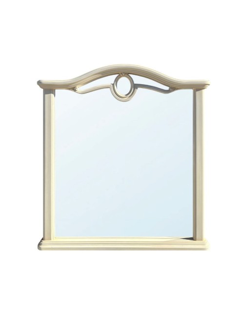 Specchiera Cerchio con cornice in legno beige e dettaglio elegante