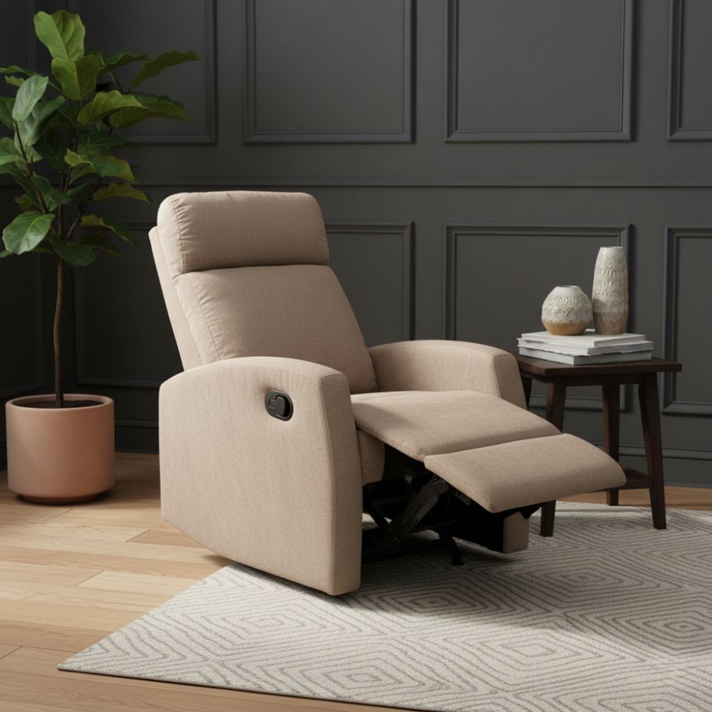 Poltrona relax manuale Giada tessuto colore tortora