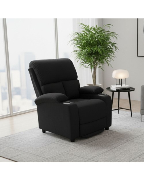 Poltrona recliner manuale Ninetta colore Nero con porta bicchieri – Relax e funzionalità