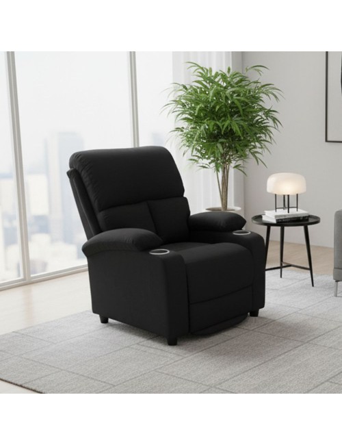 Poltrona recliner manuale Ninetta colore Nero con porta bicchieri – Relax e funzionalità