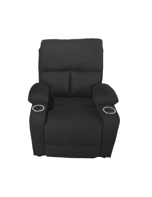 Poltrona recliner manuale Ninetta colore Nero con porta bicchieri – Relax e funzionalità
