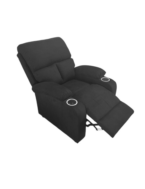Poltrona recliner manuale Ninetta colore Nero con porta bicchieri – Relax e funzionalità