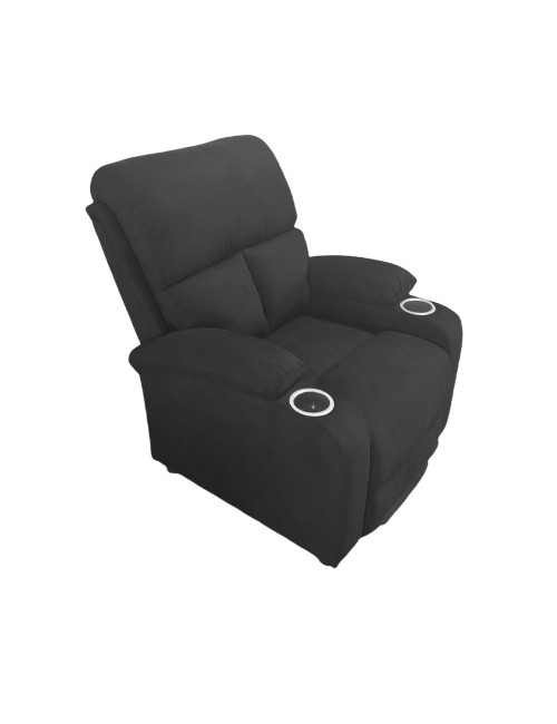 Poltrona recliner manuale Ninetta colore Nero con porta bicchieri – Relax e funzionalità