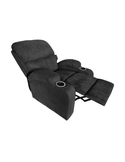 Poltrona recliner manuale Ninetta colore Nero con porta bicchieri – Relax e funzionalità