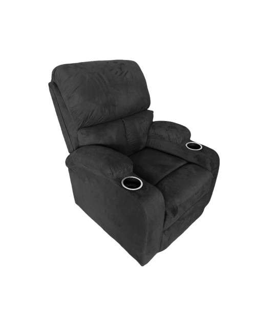 Poltrona recliner manuale Ninetta colore Nero con porta bicchieri – Relax e funzionalità