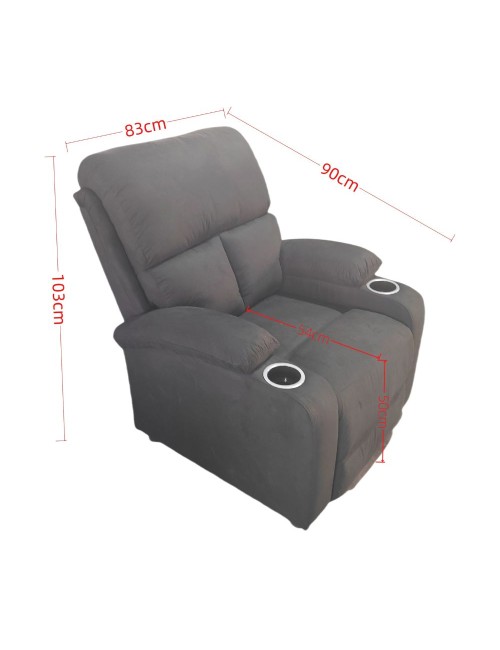 Poltrona recliner manuale Ninetta colore Nero con porta bicchieri – Relax e funzionalità