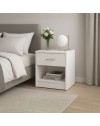 Comodino Naka con cassetto e vano a giorno colore bianco 39.2x28.1x41.5H
