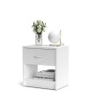 Comodino Naka con cassetto e vano a giorno colore bianco 39.2x28.1x41.5H