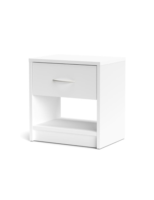 Comodino Naka con cassetto e vano a giorno colore bianco 39.2x28.1x41.5H