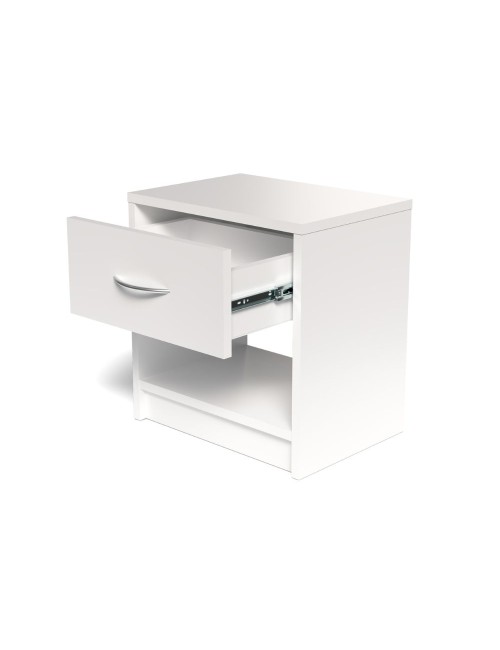 Comodino Naka con cassetto e vano a giorno colore bianco 39.2x28.1x41.5H