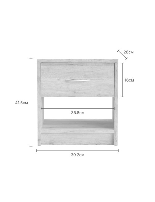 Comodino Naka con cassetto e vano a giorno colore bianco 39.2x28.1x41.5H