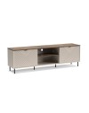 Mobile Porta TV Mirage03 con 2 ante design geometrico e vani a giorno – Cashmere e Top Rovere