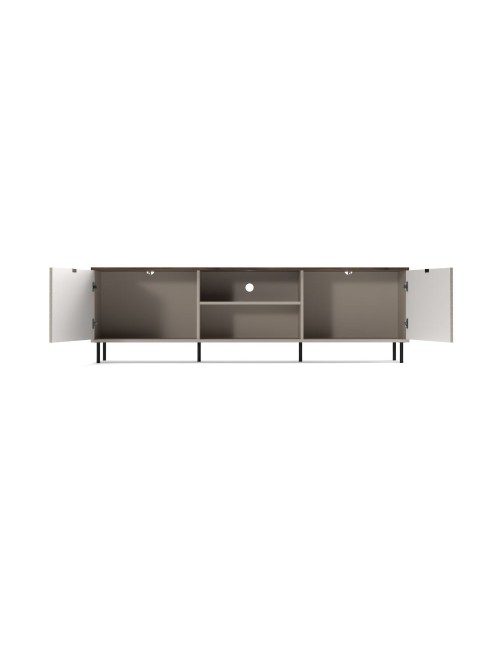 Mobile Porta TV Mirage03 con 2 ante design geometrico e vani a giorno – Cashmere e Top Rovere