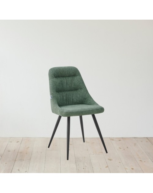 Set 2 sedie imbottite Cascade tessuto colore verde e gambe in metallo nero