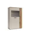 Vetrina con anta a listelli verticali Frezo06 cashmere e rovere evoque 90x42x146H