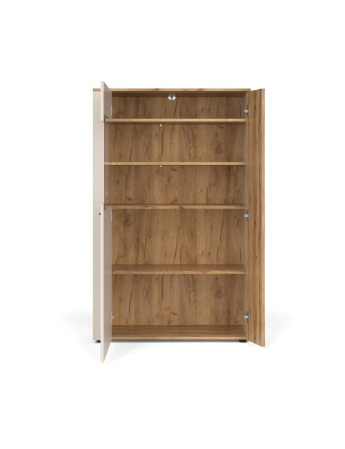 Vetrina con anta a listelli verticali Frezo06 cashmere e rovere evoque 90x42x146H