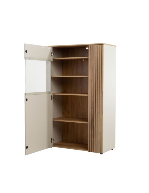 Vetrina con anta a listelli verticali Frezo06 cashmere e rovere evoque 90x42x146H
