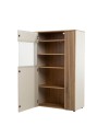 Vetrina con anta a listelli verticali Frezo06 cashmere e rovere evoque 90x42x146H